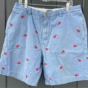 J Crew Shorts Embroidered Red Lobsters Blue Chino Men’s Shorts Sz 35